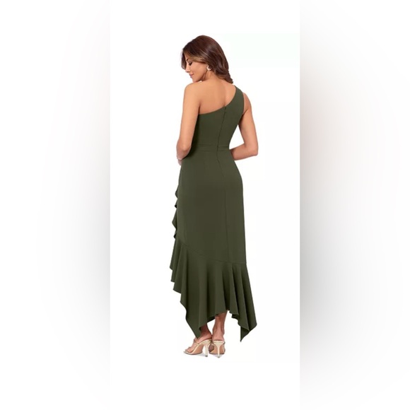 NWT XSCAPE One Shoulder Asymmetric Hem Gown. - Picture 3 of 5